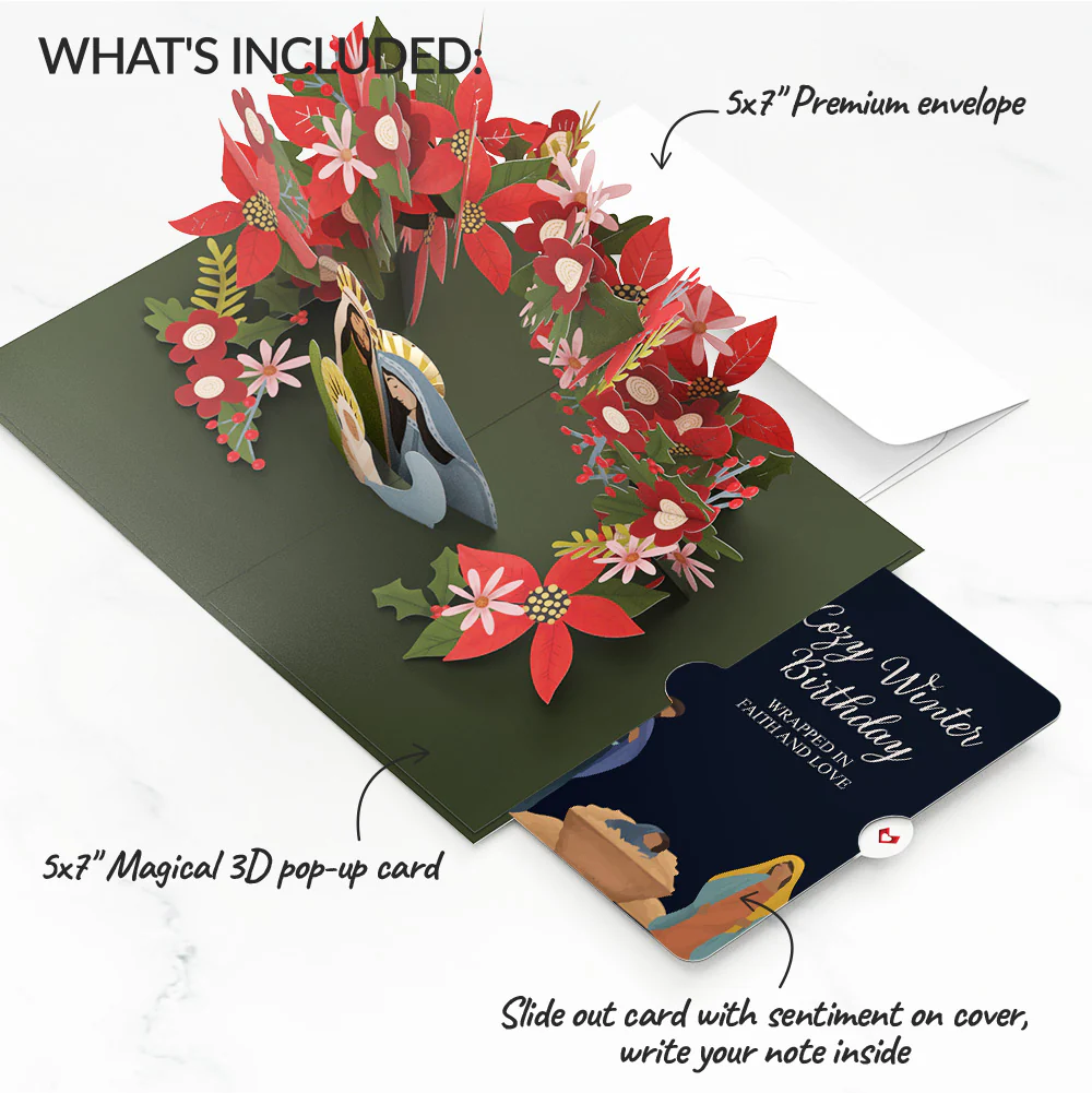 A Child Is Born Christmas Pop-Up Card and Birthday Sentiment Set - Image 2