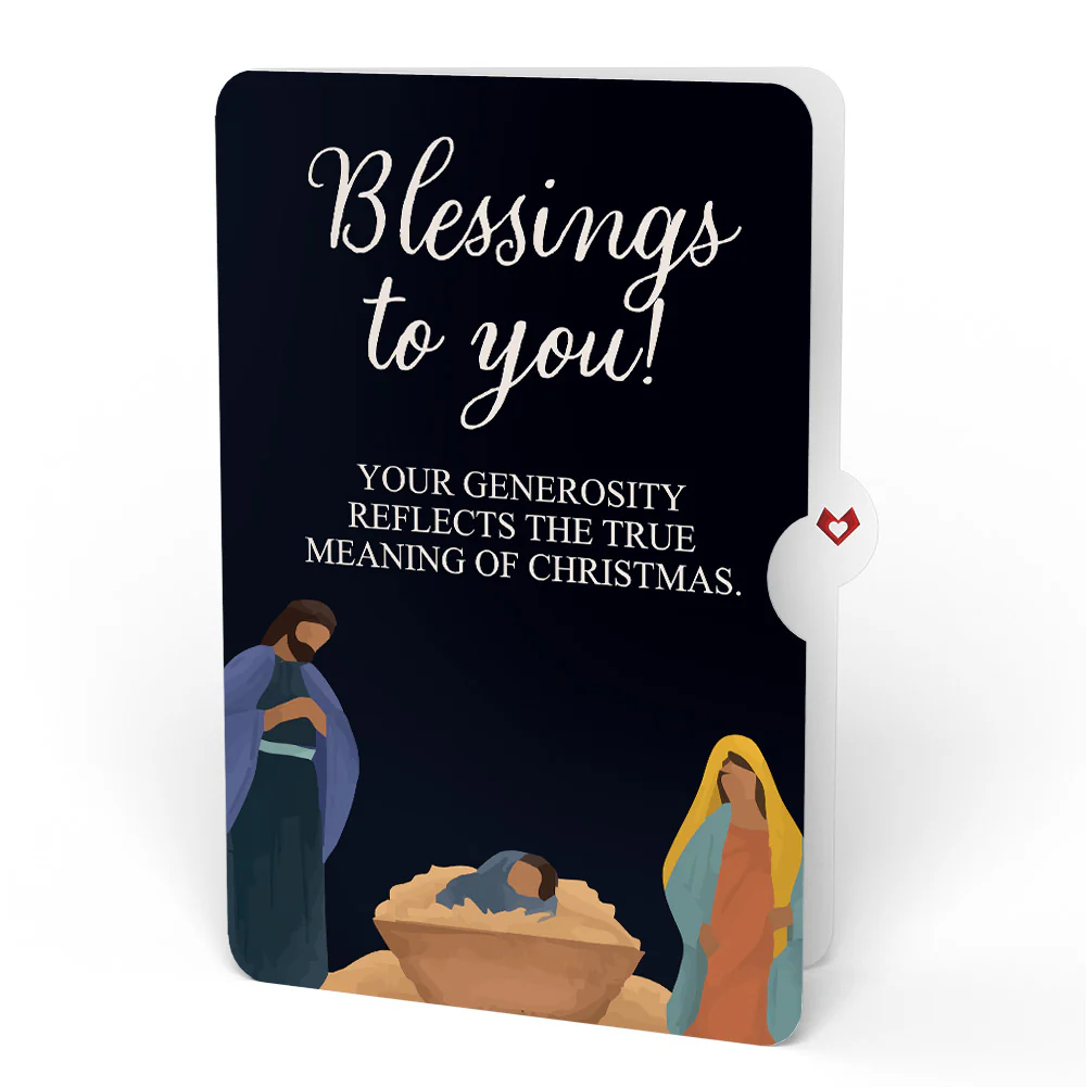 A Child is Born Nativity Christmas Light-Up Pop-Up Card and Blessings Sentiment Set - Image 4