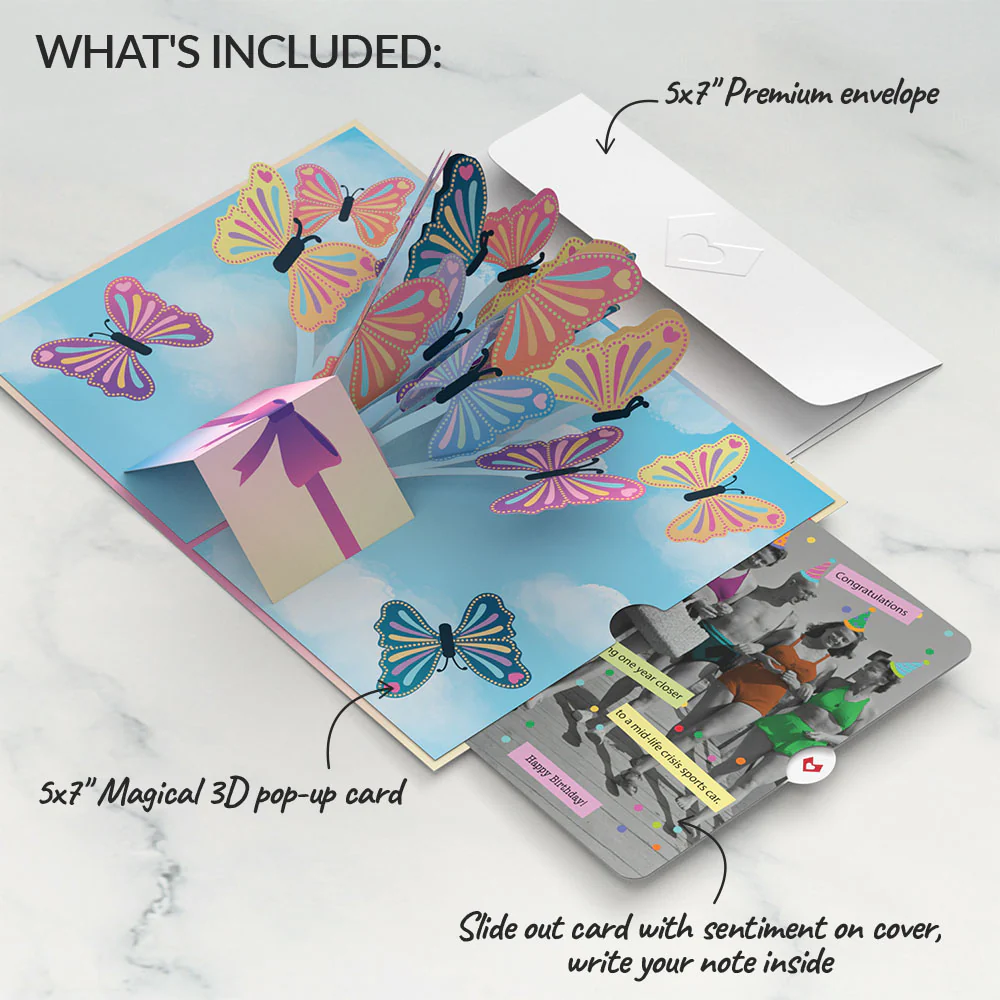 Act Like It's Your Birthday Butterflies Pop-Up Card and Sentiment Set - Image 2