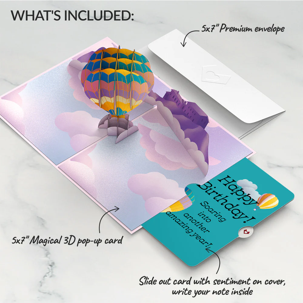 Adventure Awaits Hot Air Balloon Birthday Pop-Up Card and Sentiment Set - Image 2