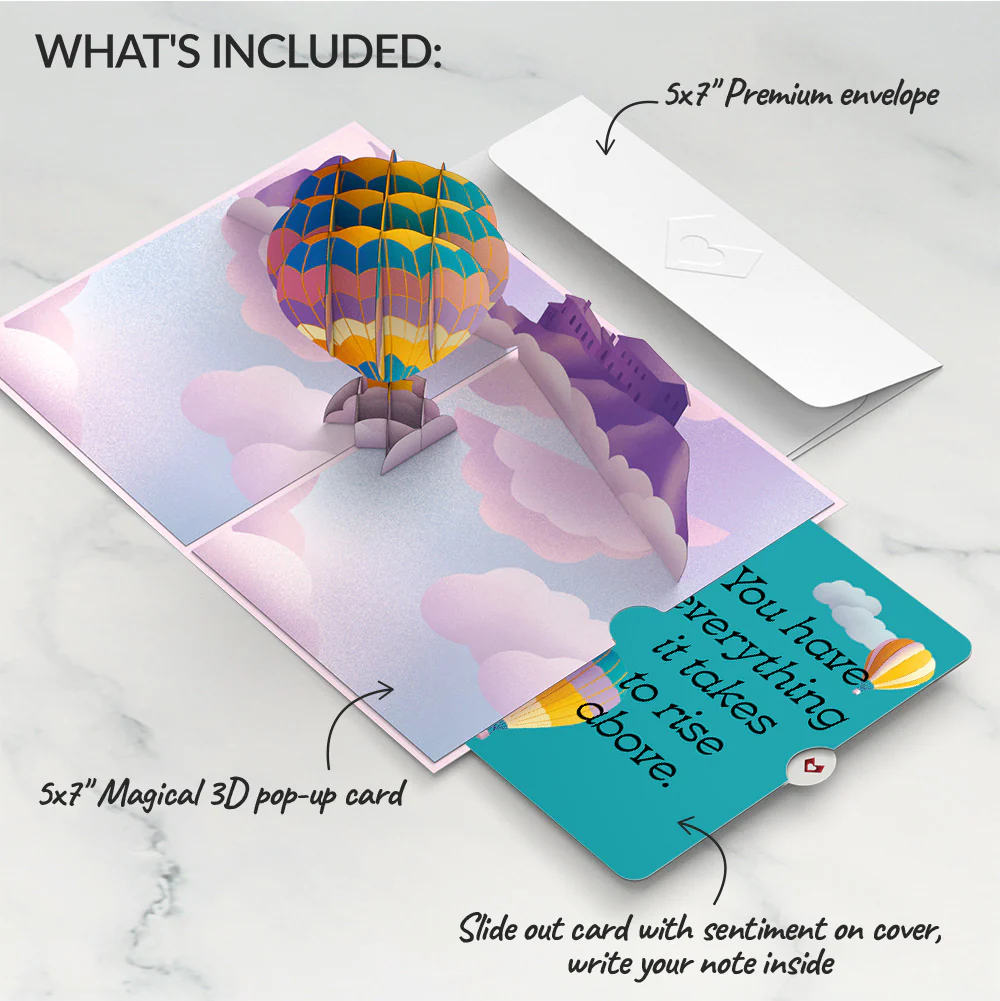 Adventure Awaits Hot Air Balloon Encouragement Pop-Up Card and Sentiment Set - Image 2