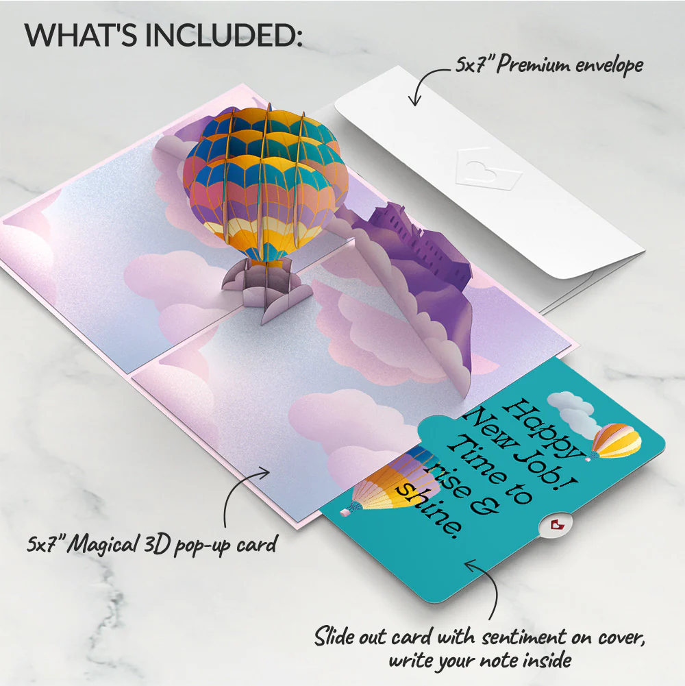 Adventure Awaits Hot Air Balloon New Job Pop-Up Card and Sentiment Set - Image 2