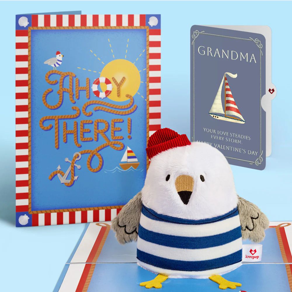 'Ahoy There' Valentine Plushpop Card and Sentiment Set for Grandma