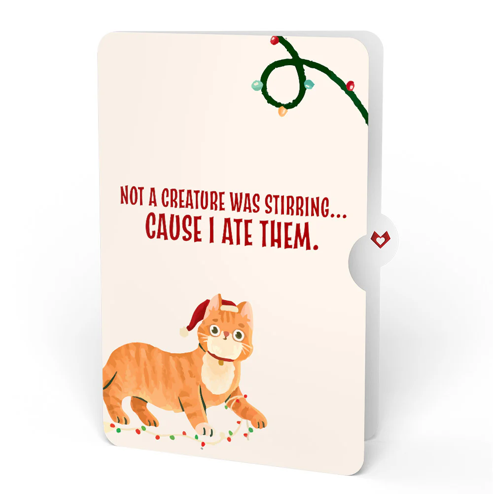 All Is Bright Holiday Reindeer Light-Up Pop-Up Card and Hungry Cat Sentiment Set - Image 4