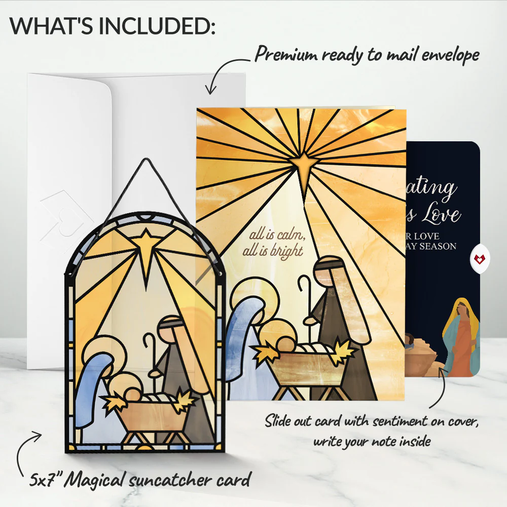All Is Calm Nativity Suncatcher Card and Love Christmas Sentiment Set - Image 2