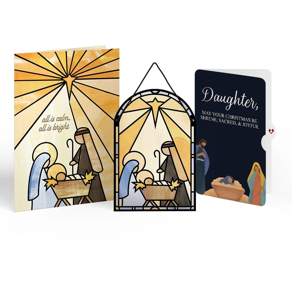 All Is Calm Nativity Christmas Suncatcher Card and Sentiment Set for Daughter