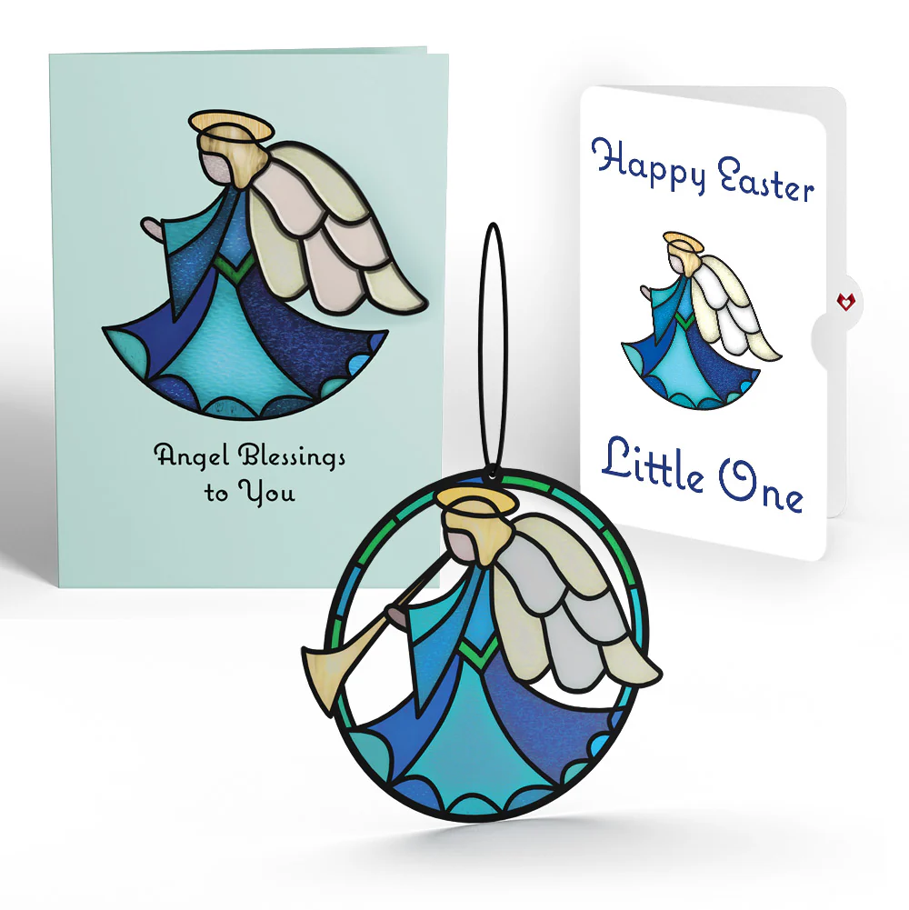 Angel Blessings to You Easter Suncatcher Card and Sentiment Set for Kid