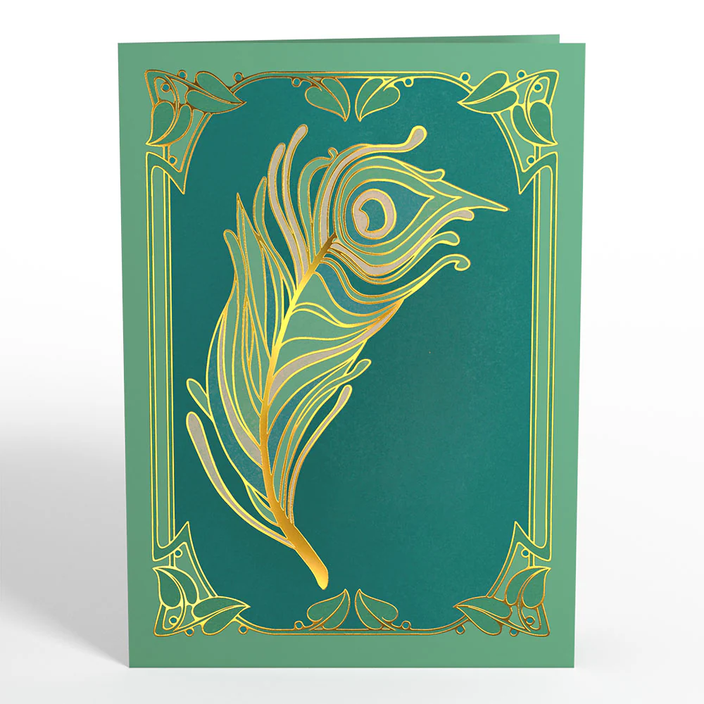 Art Deco Peacock Pop-Up Card - Image 4