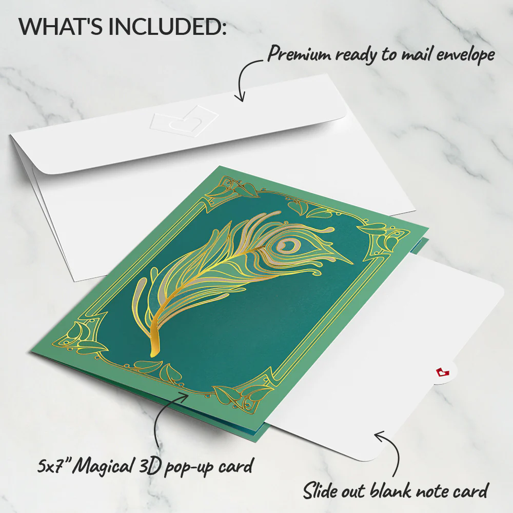 Art Deco Peacock Pop-Up Card - Image 5