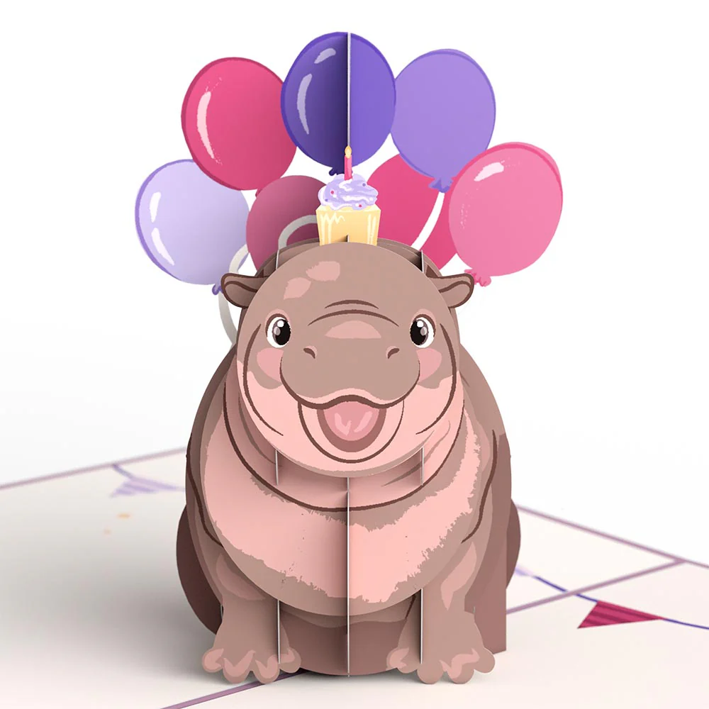 Baby Pygmy Birthday with Magic Hippo Pop-Up Card and Sentiment Set - Image 3