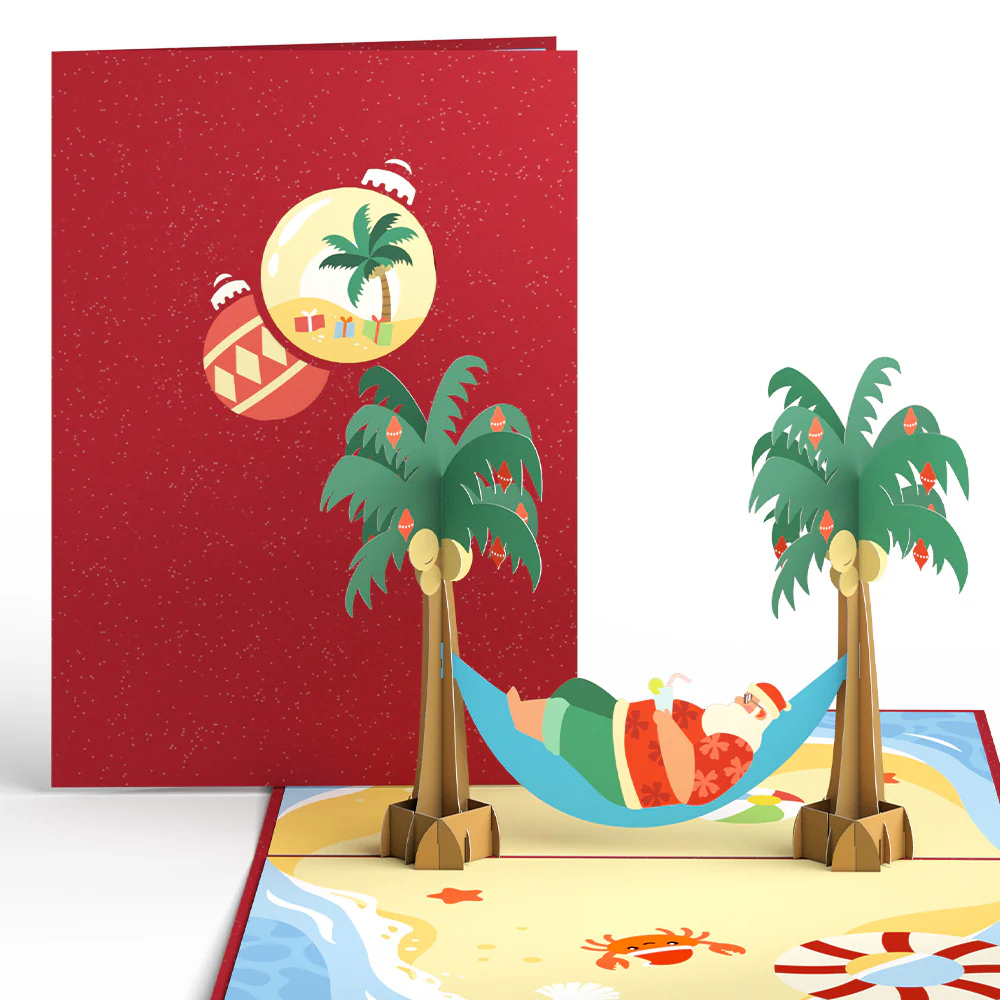 Beach Santa Pop-Up Card