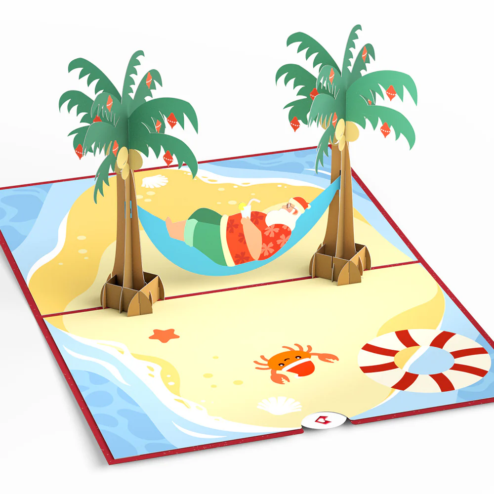 Beach Santa Pop-Up Card - Image 3