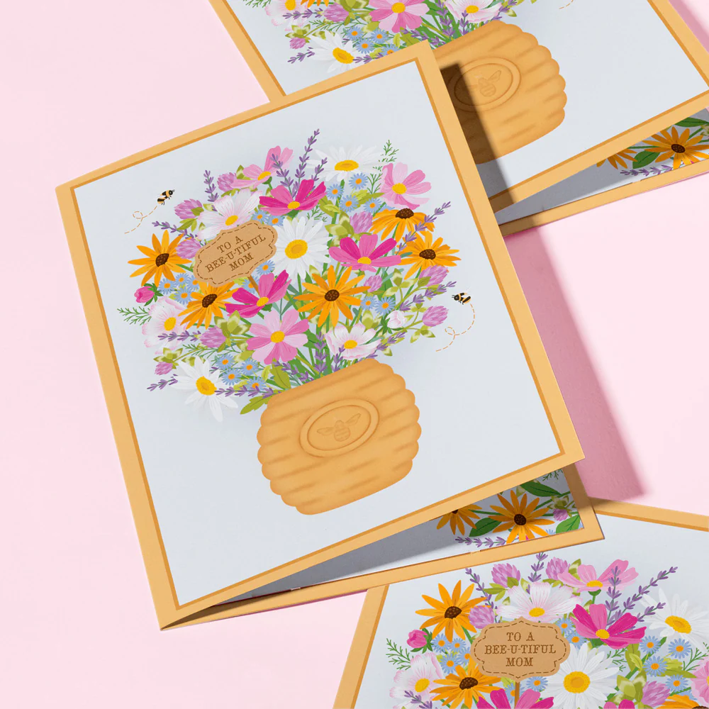 'Bee-u-tiful Mom' Queen Bee Plushpop Card & Bouquet Bundle - Image 5