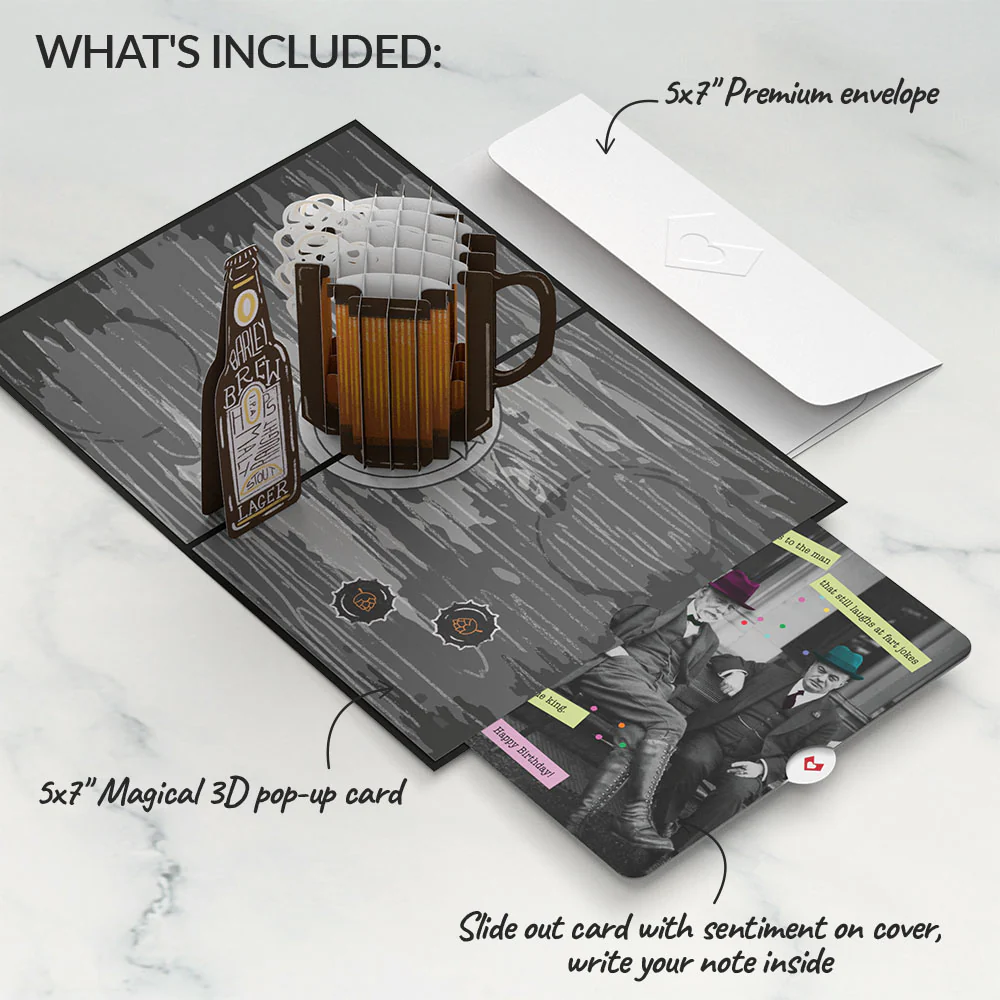 Beer-th Day Birthday Pop-Up Card and Sentiment Set for Any Man - Image 2