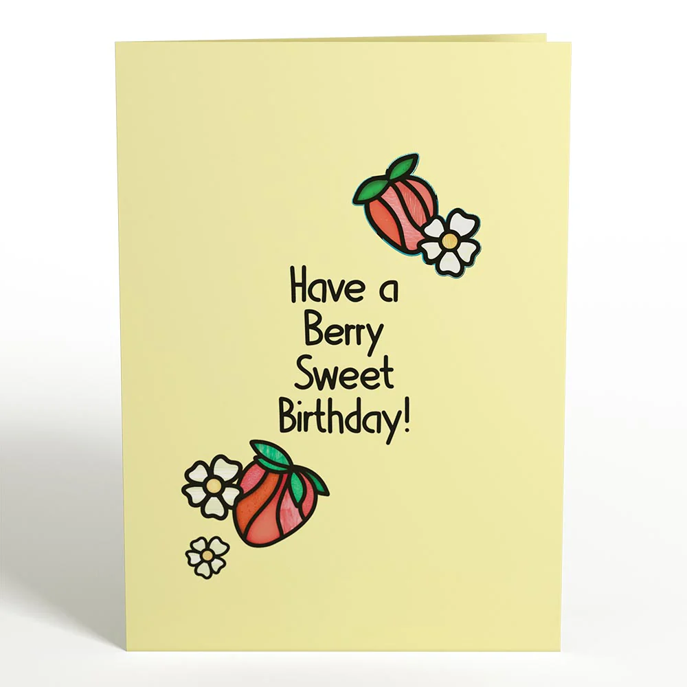 Berry Sweet Birthday Strawberries Suncatcher Card - Image 5