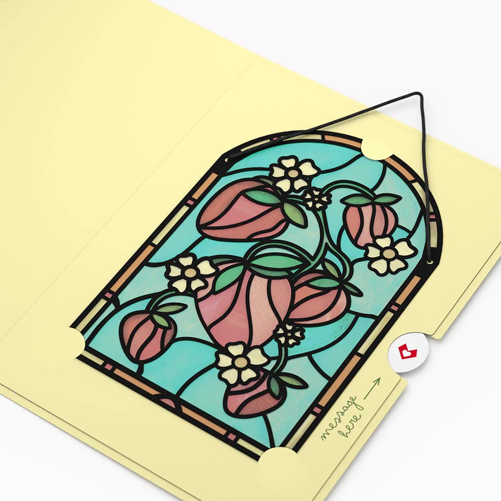 Berry Sweet Birthday Suncatcher Card & Pop-Up Bouquet Bundle - Image 3