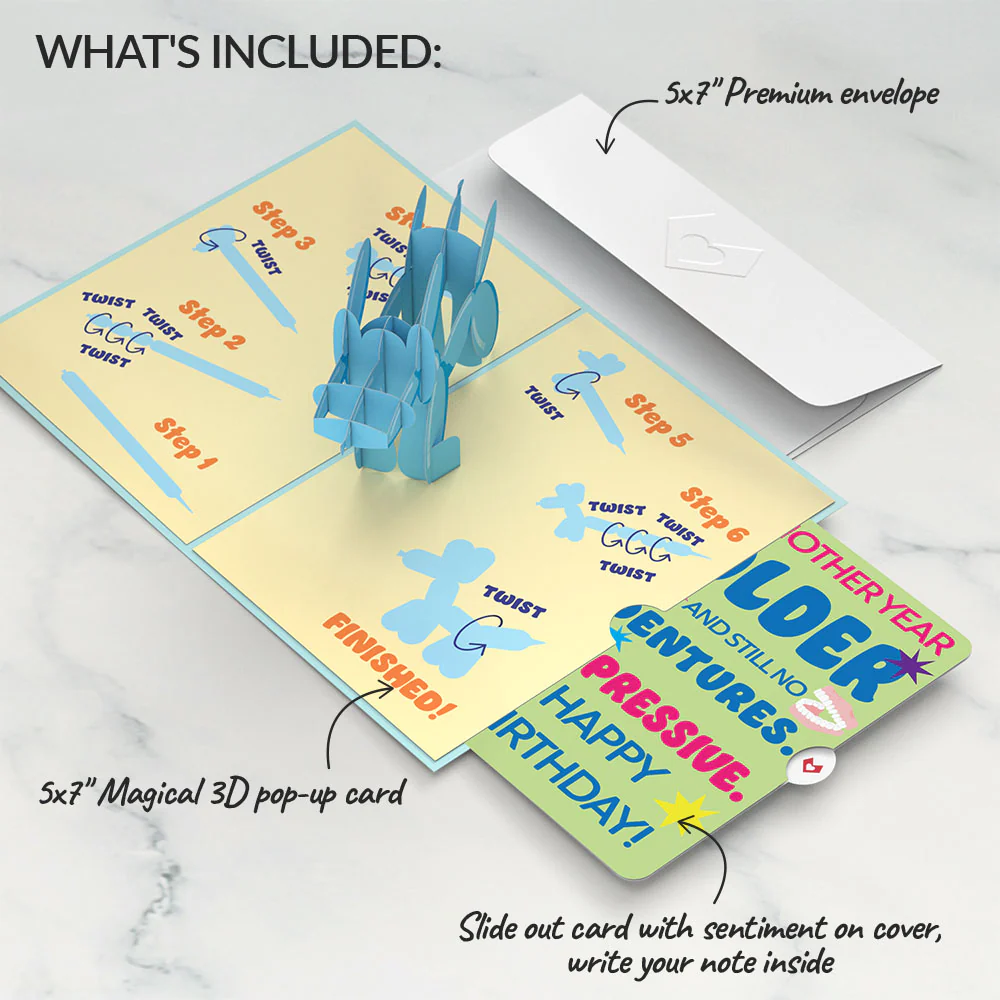 Birthday Balloon Animal Pop-Up Card and Sentiment Set - Image 2