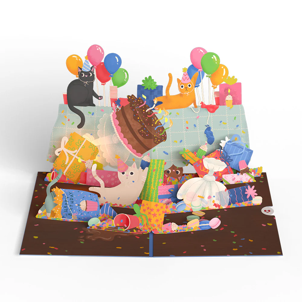 Birthday Cat-astrophe Music and Lights Pop-Up Card - Image 3