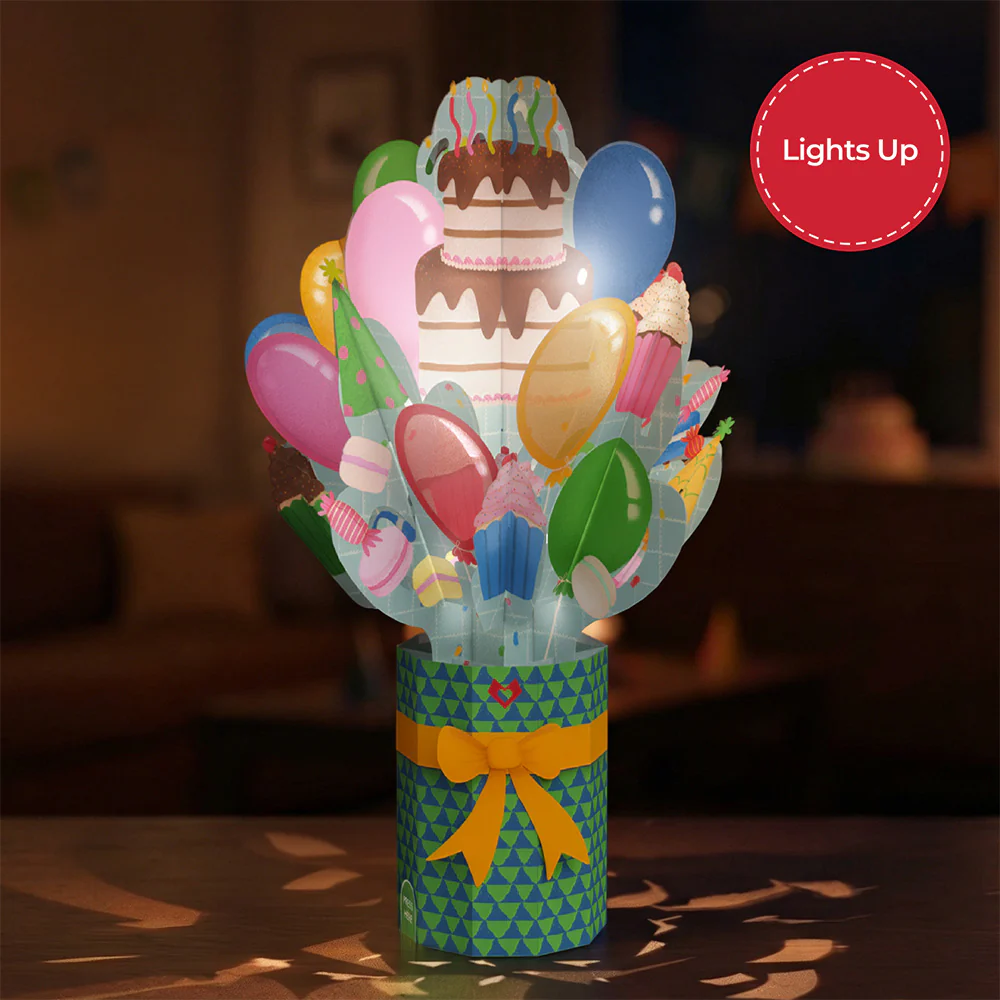 Birthday Cat-astrophe Music and Lights Pop-Up Card & Bouquet Bundle - Image 5