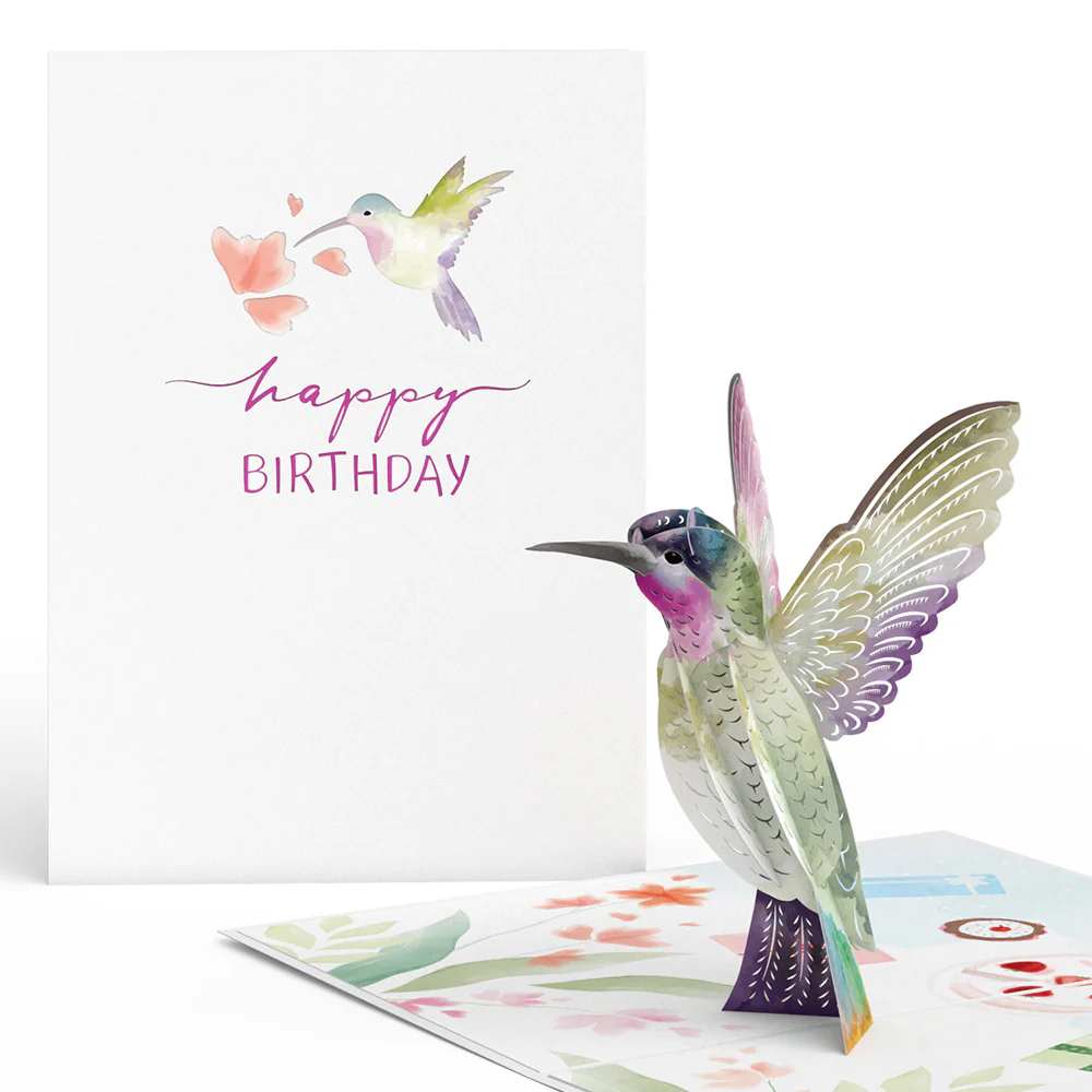 Birthday Hummingbird Pop-Up Card & Suncatcher Bouquet Bundle - Image 2