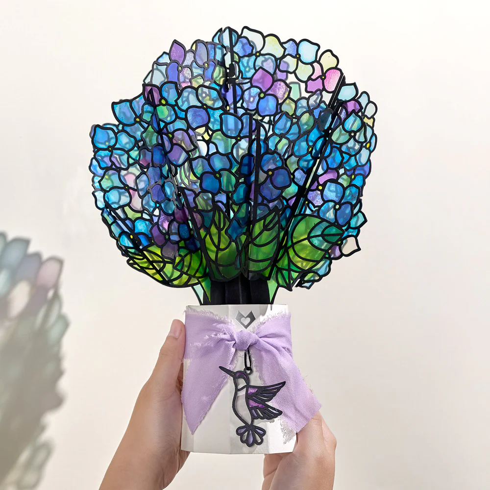 Birthday Hummingbird Pop-Up Card & Suncatcher Bouquet Bundle - Image 7