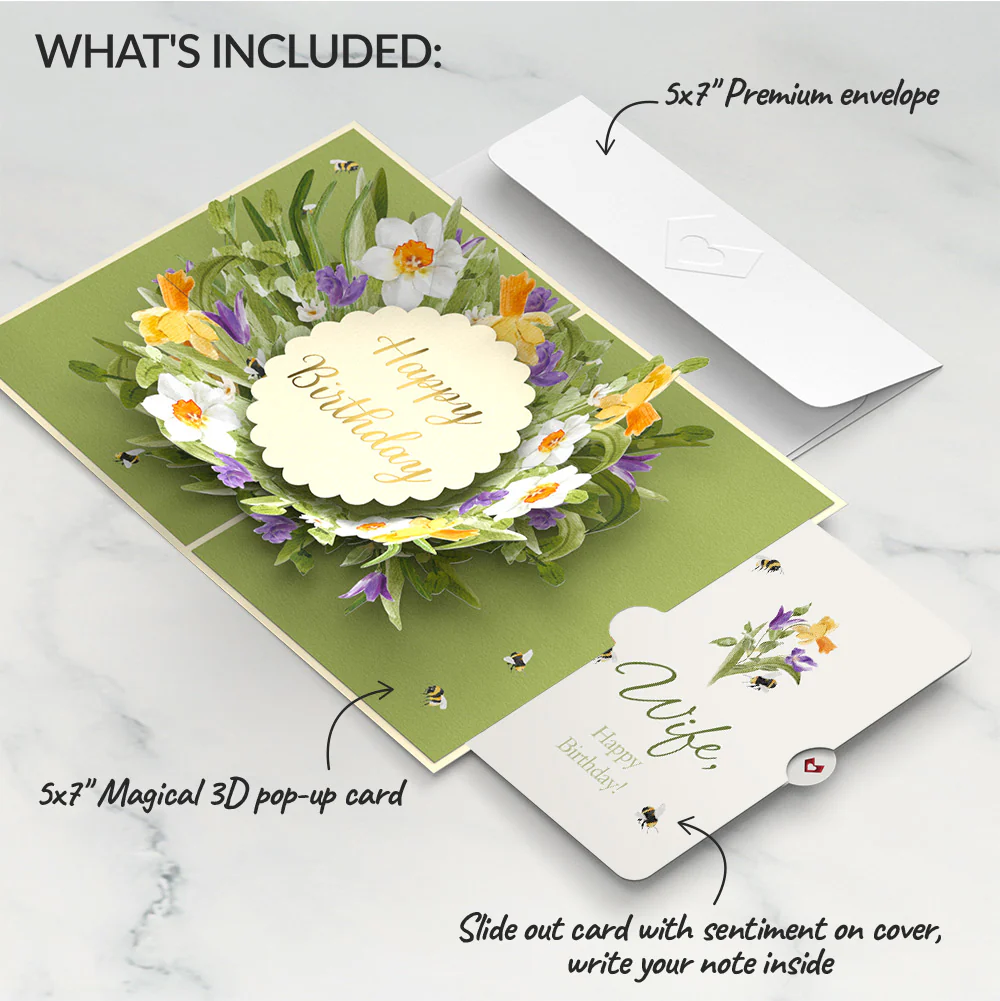 Birthday in Bloom Pop-Up Card and Sentiment Set for Wife - Image 2