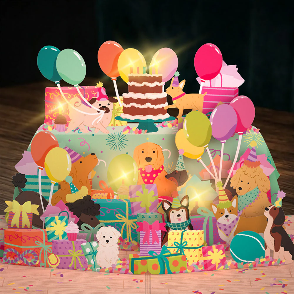 Birthday Pawty Pups Music and Lights Pop-Up Card - Image 2
