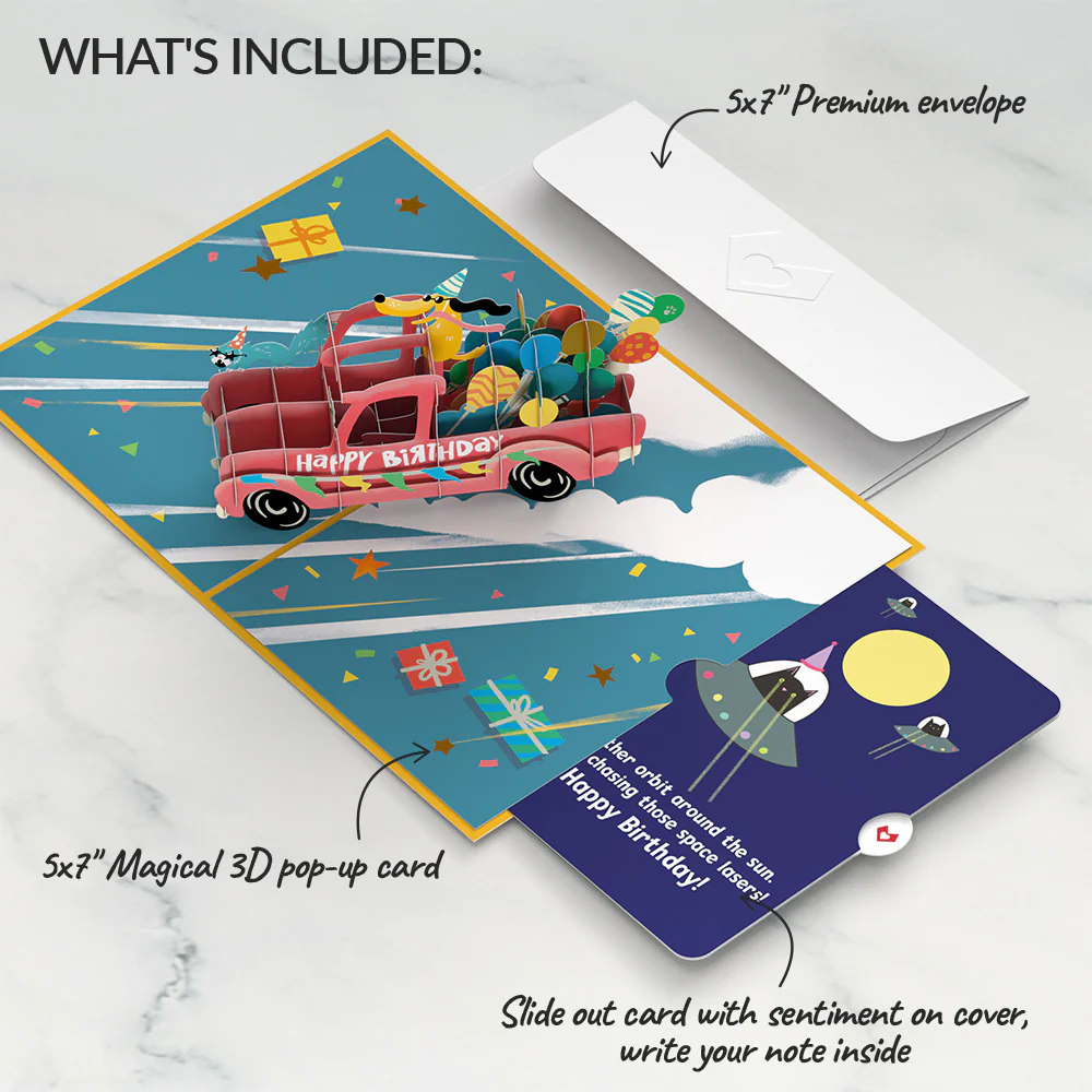 Birthday Truck with Space Laser Cats Pop-Up Card and Sentiment Set - Image 2