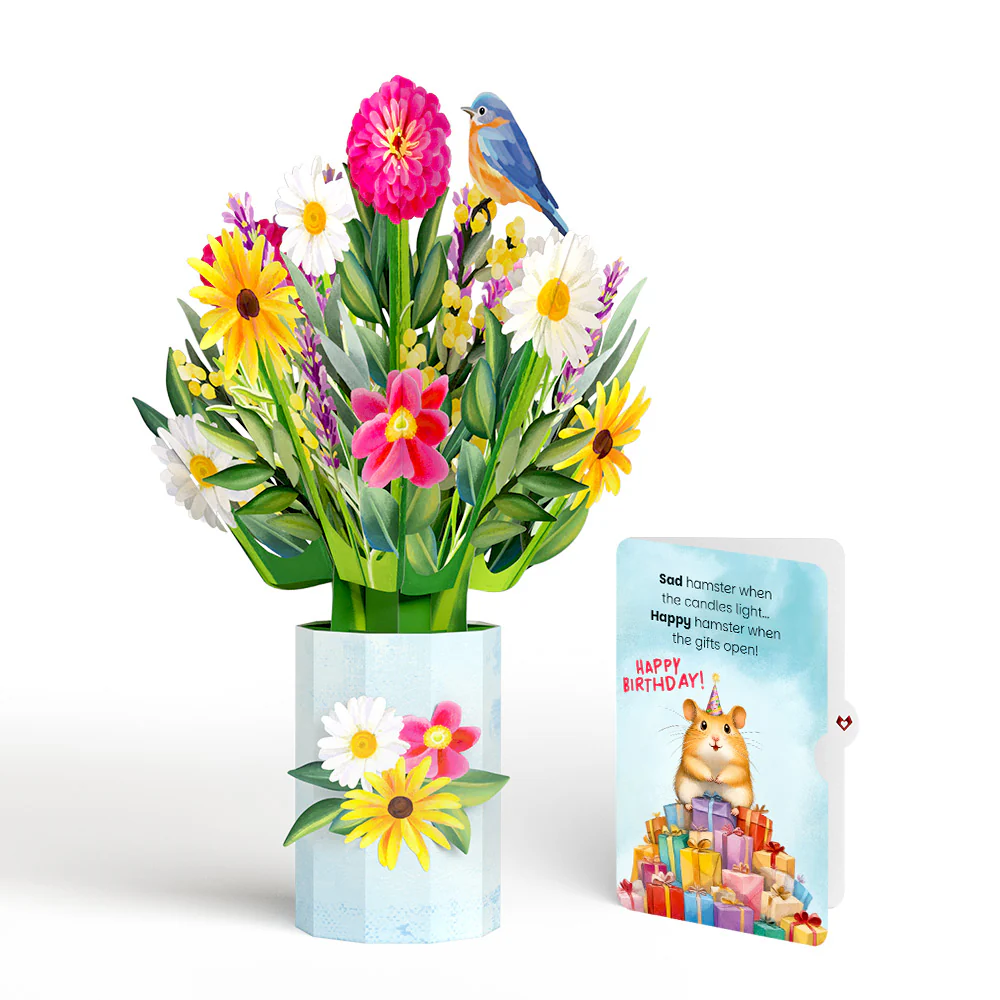 Black-Eyed Susan Birthday Bouquet and Happy Hamster Sentiment Set