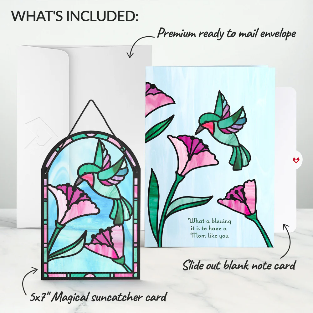 Blessing to Have a Mom Like You Hummingbird Suncatcher Card - Image 6