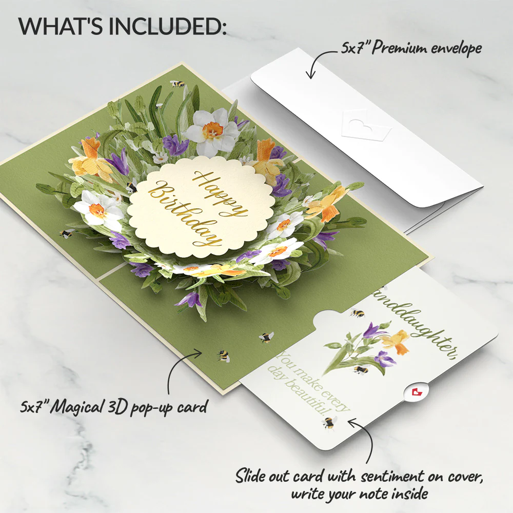 Bloom Birthday Pop-Up Card and Sentiment Set for Granddaughter - Image 2