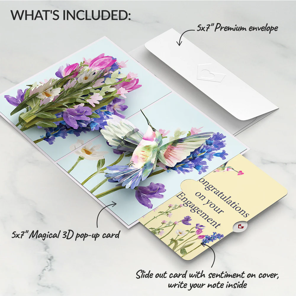 Love in Bloom Hummingbird Engagement Pop-Up Card and Sentiment Set - Image 2