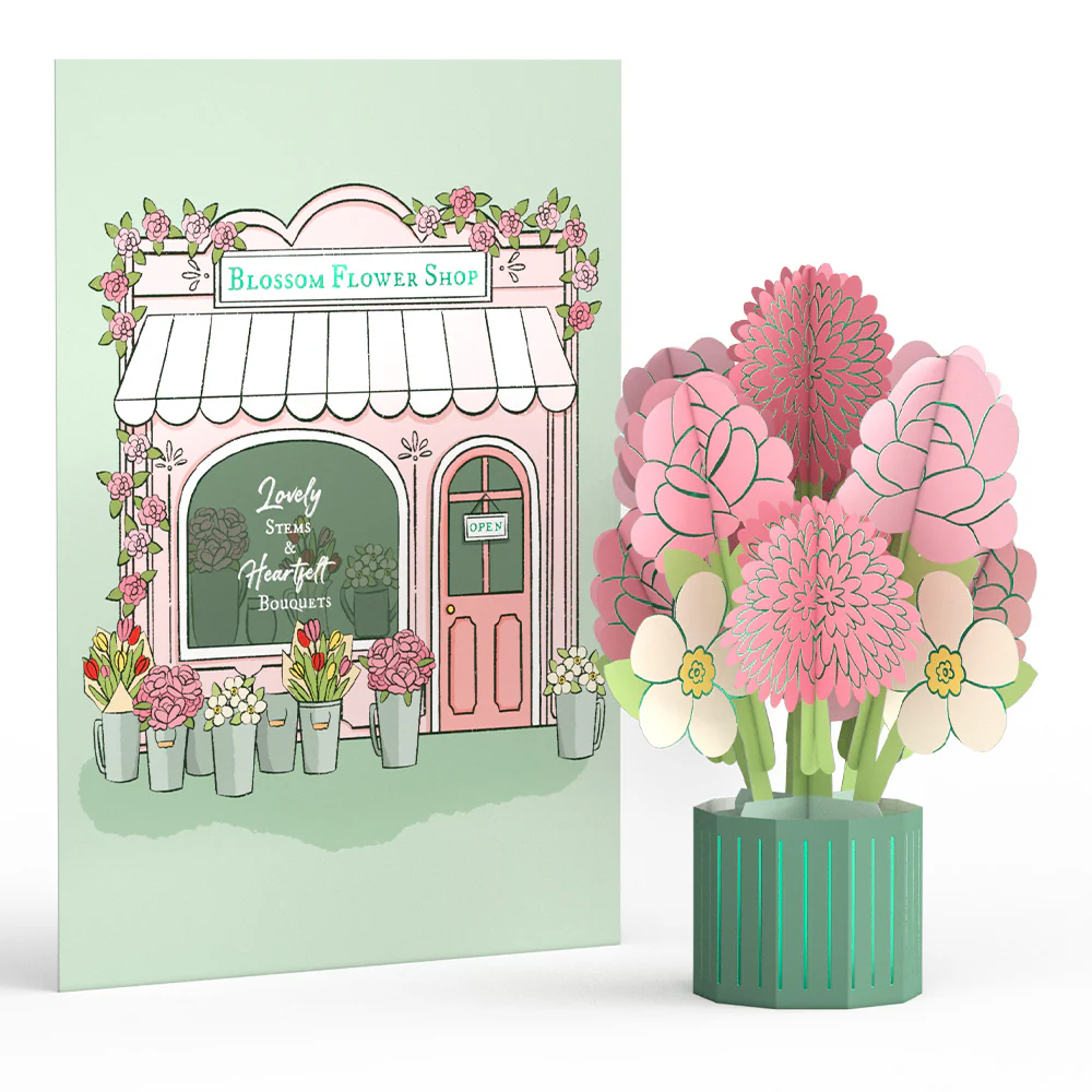Blossom Flower Shop Card with Mini Bouquet - Image 2