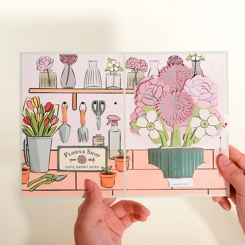 Blossom Flower Shop Card with Mini Bouquet - Image 4