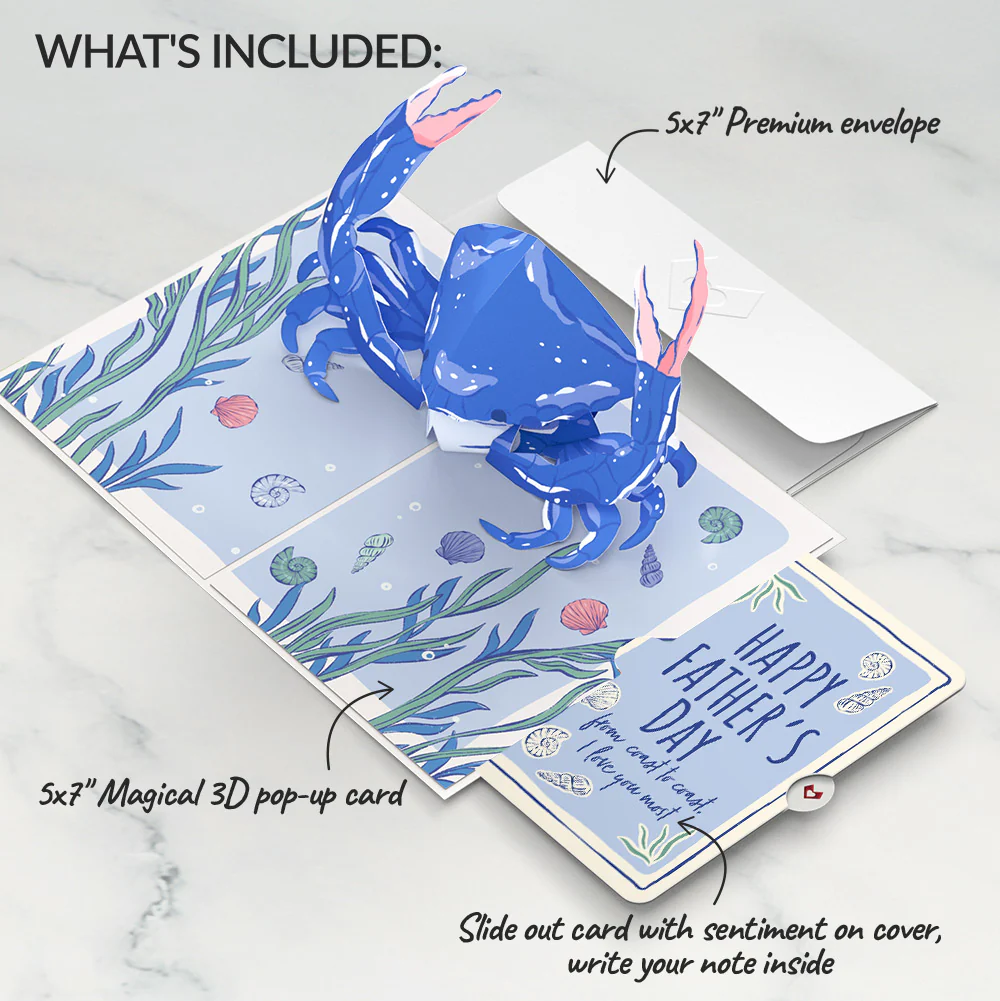 Blue Crab Father’s Day Pop-Up Card and Sentiment Set - Image 2