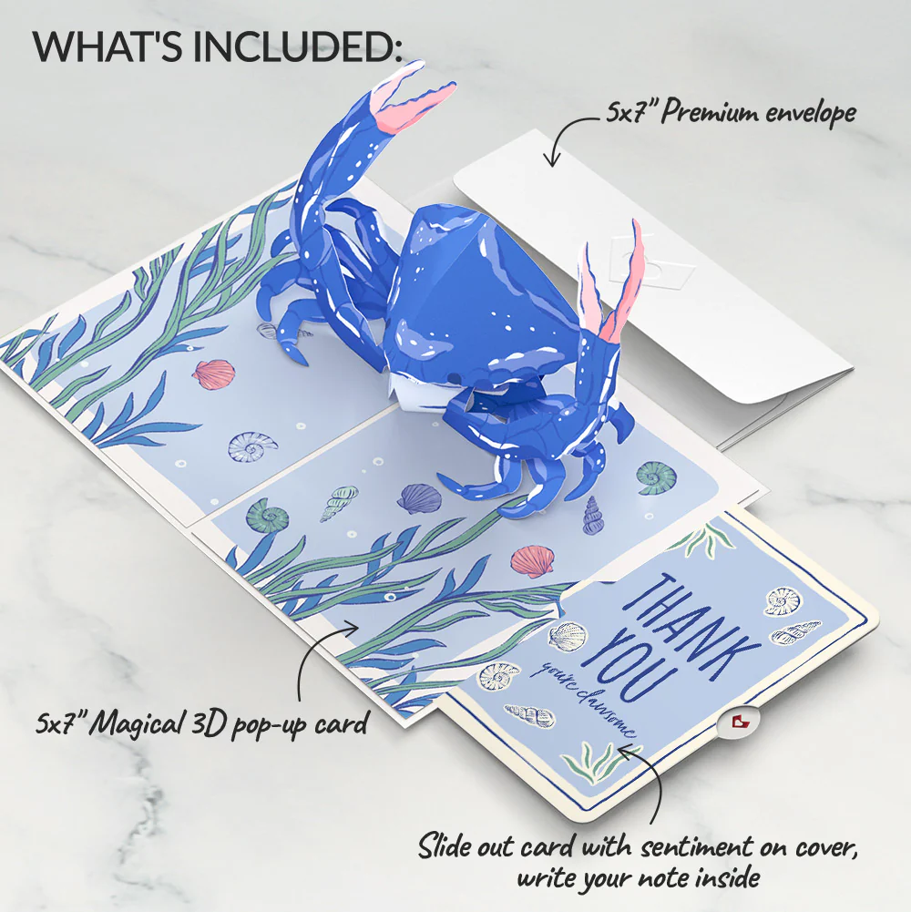Blue Crab Thank You Pop-Up Card and Sentiment Set - Image 2