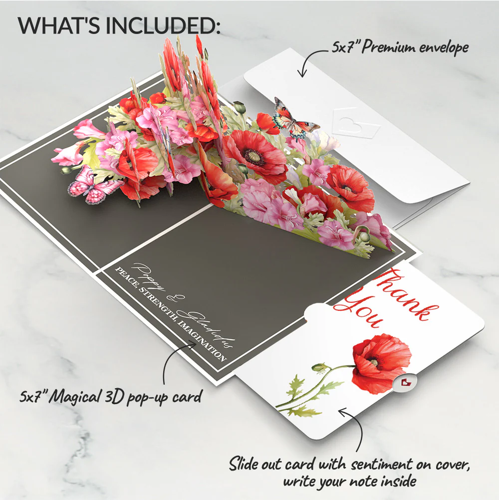 Born to Bloom: August Birth Month Flowers Thank You Pop-Up Card and Sentiment Set - Image 2