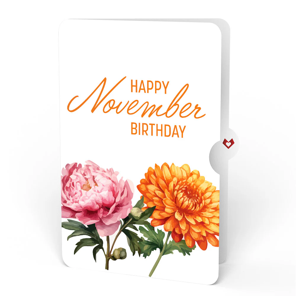Born to Bloom: November Birth Month Flowers Pop-Up Card and Chrysanthemum & Peony Sentiment Set - Image 4
