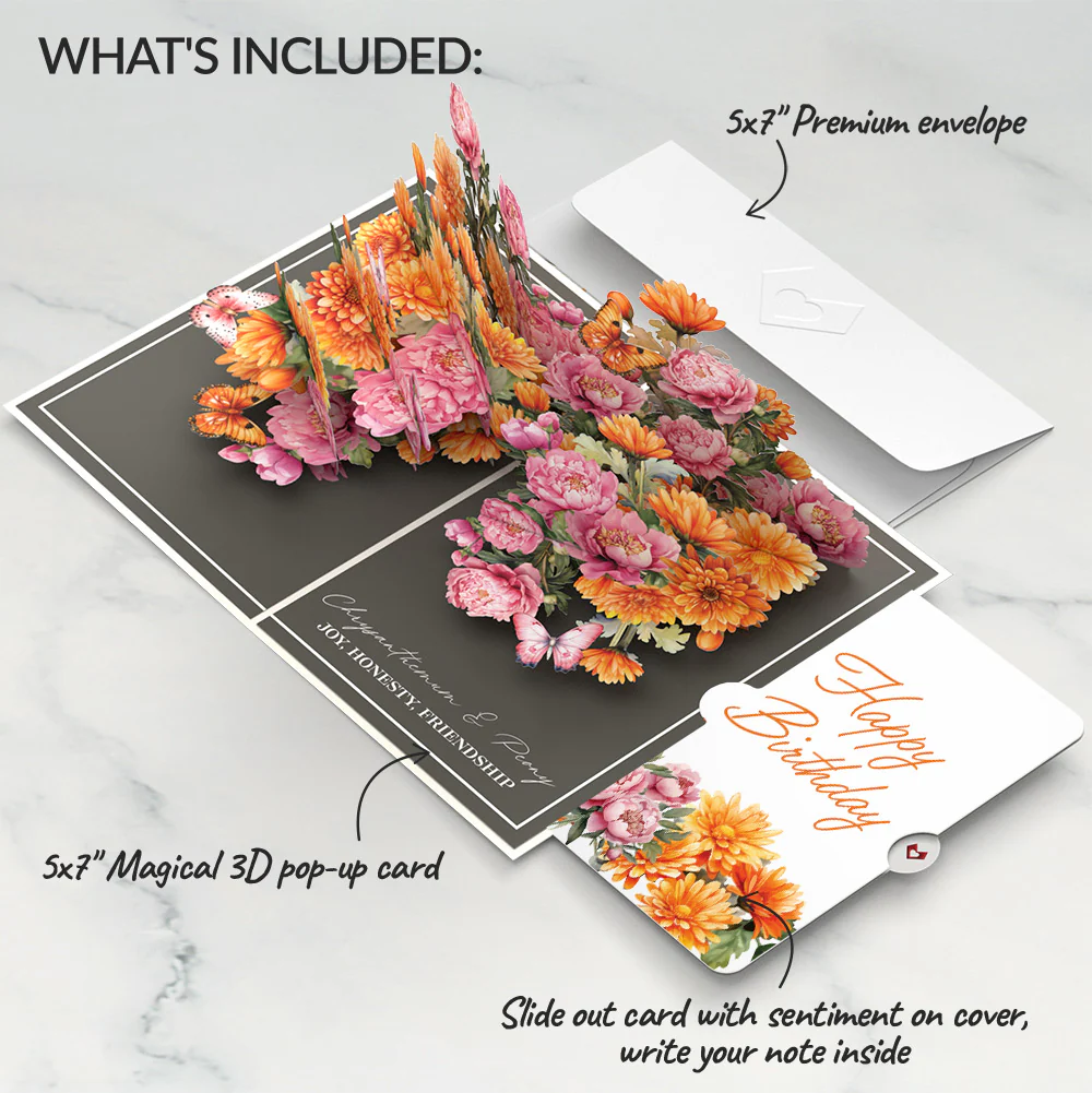 Born to Bloom: November Birth Month Flowers Pop-Up Card and Sentiment Set - Image 2