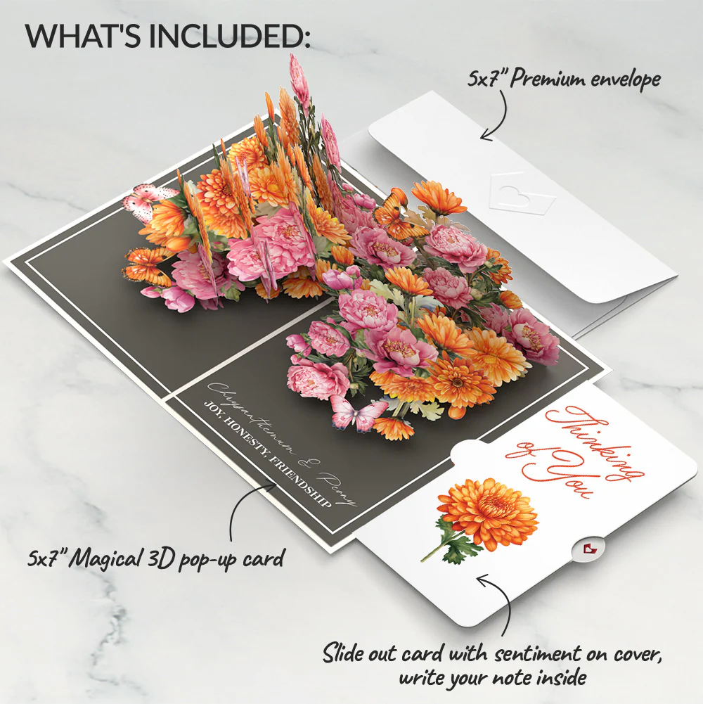Born to Bloom: November Birth Month Flowers Thinking of You Pop-Up Card and Sentiment Set - Image 2