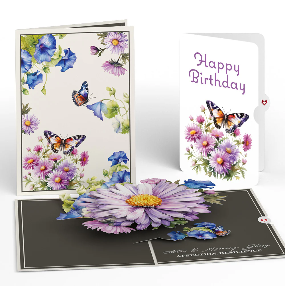 Born to Bloom: September Birth Month Flowers Pop-Up Card and Aster Sentiment Set