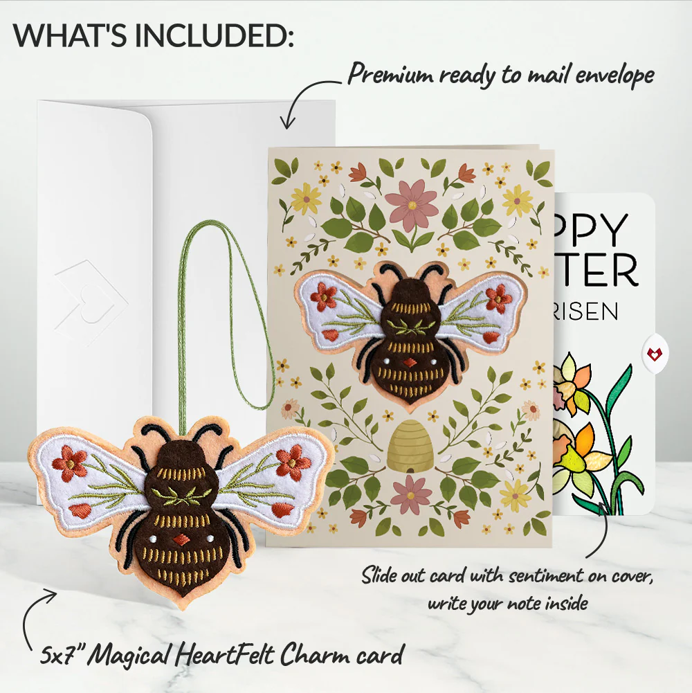 Botanical Bee Easter Heartfelt Charm Card™ and Garden Blooms He Is Risen Sentiment Set - Image 2