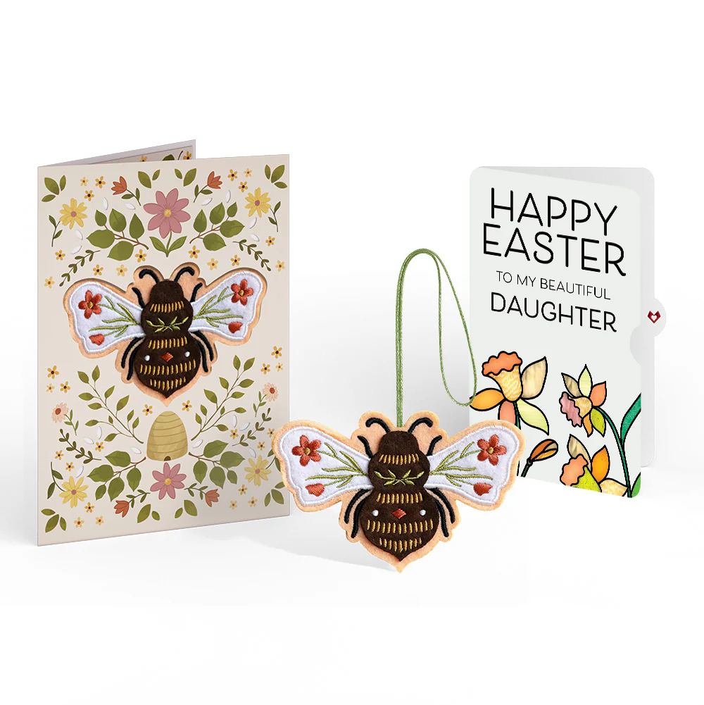 Botanical Bee Easter Heartfelt Charm Card™ and Sentiment Set for Daughter
