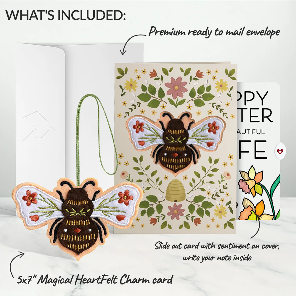 Botanical Bee Easter Heartfelt Charm Card™ and Sentiment Set for Wife - Image 2