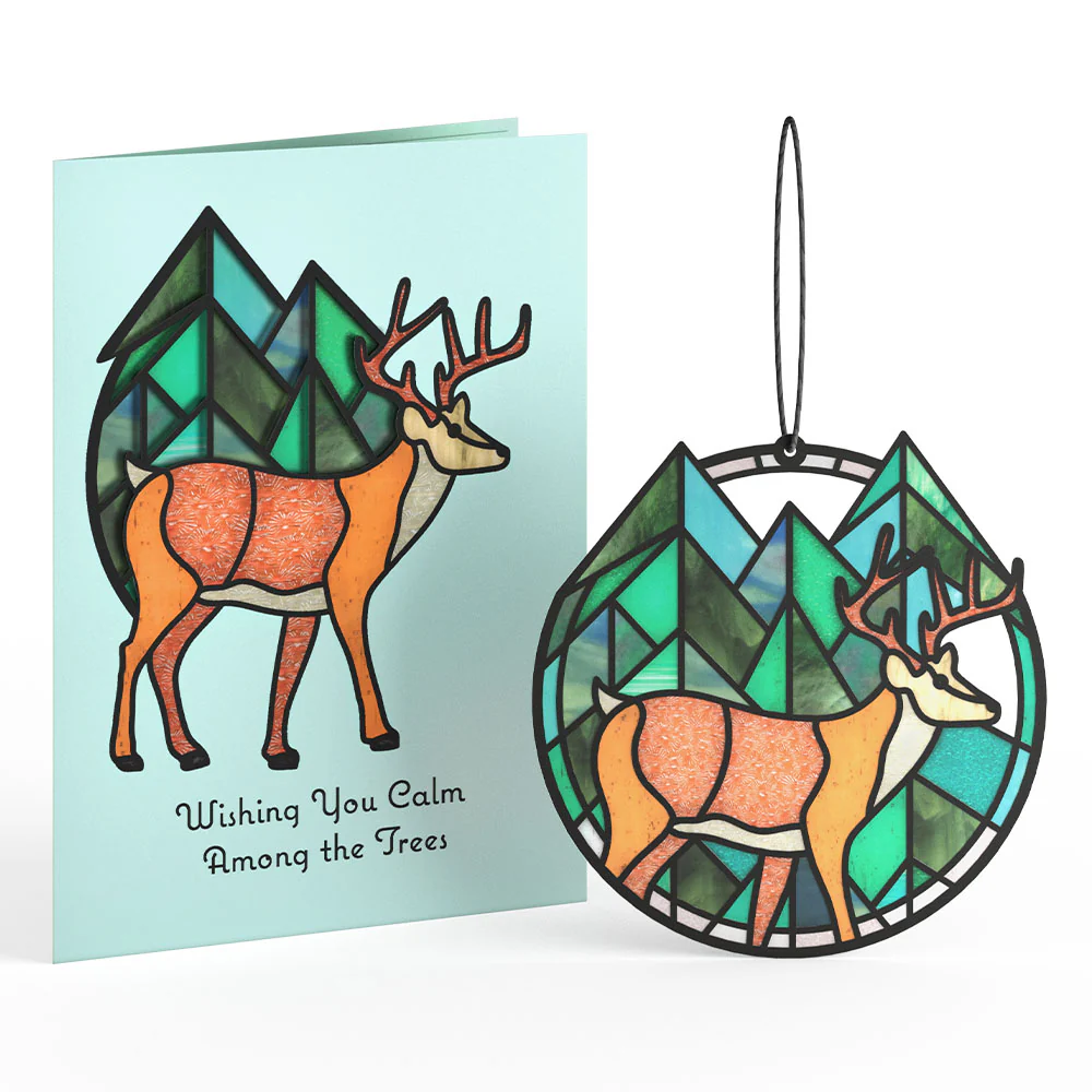Calm Among the Trees Elk Suncatcher Card - Image 2