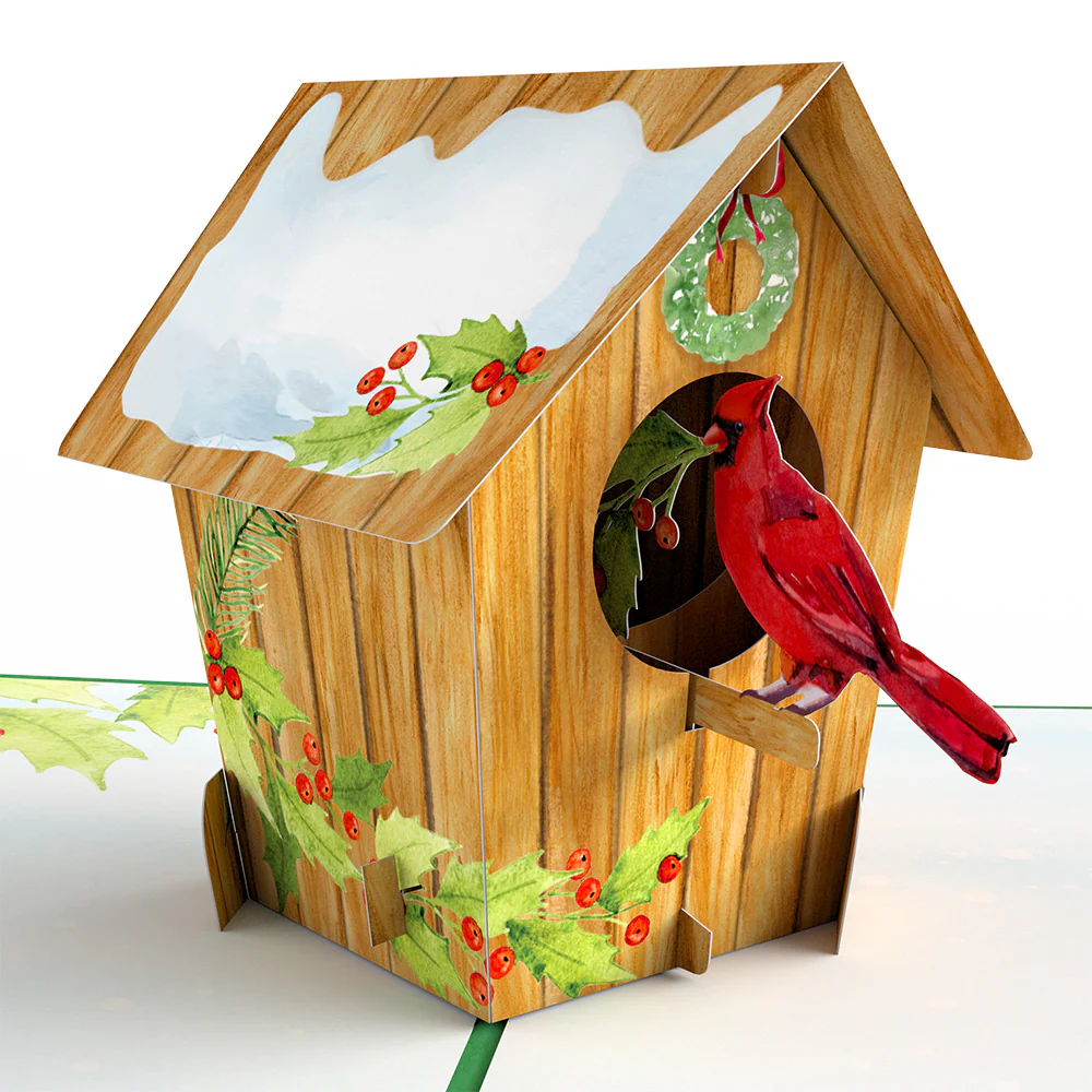 Cardinal Birdhouse Pop-Up Card - Image 2