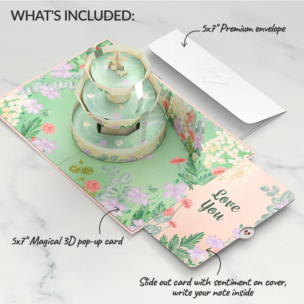 Cardinals in the Garden Love Pop-Up Card and Sentiment Set - Image 2