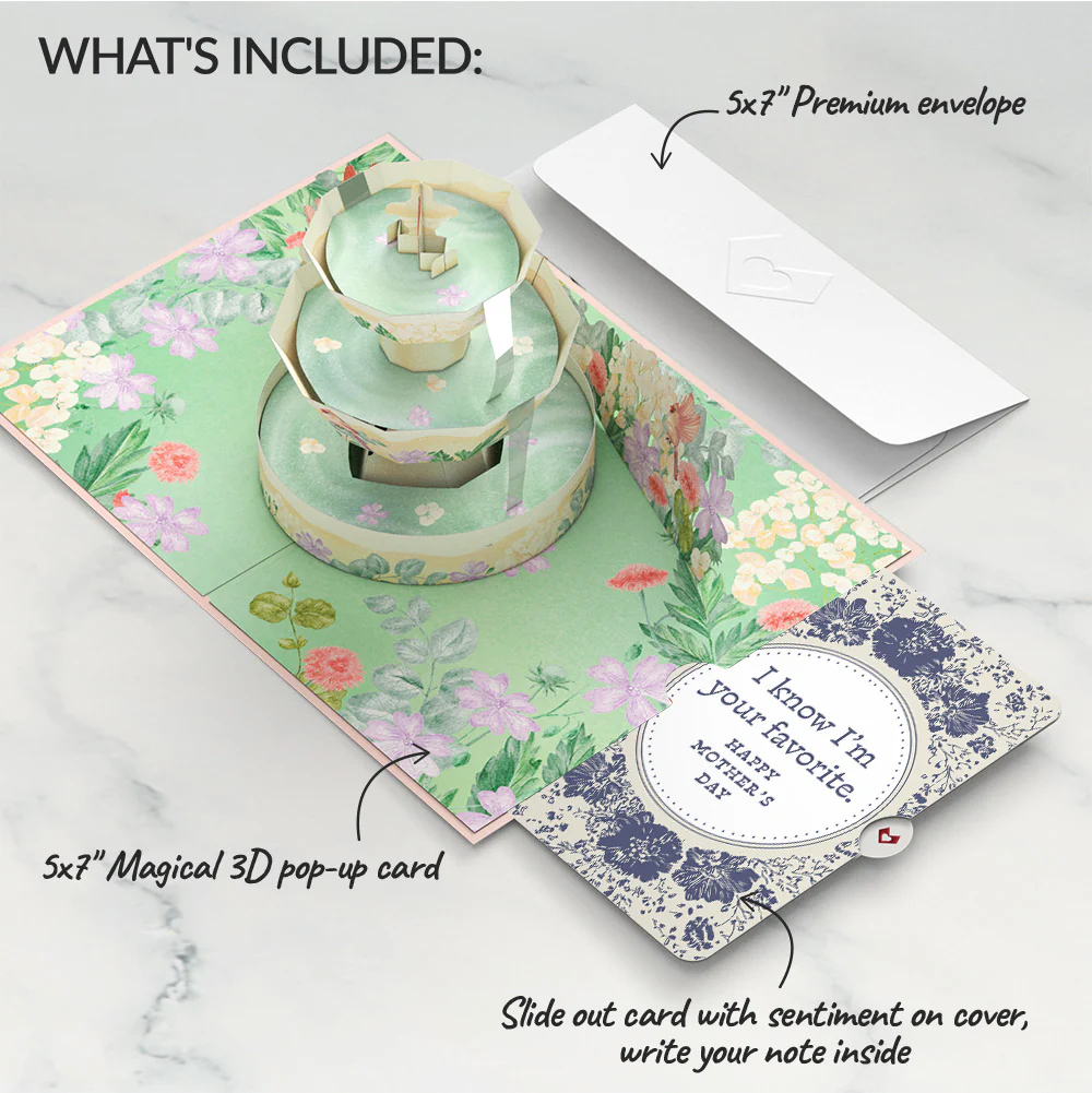 Cardinals in the Garden Mother’s Day Pop-Up Card and Indigo Floral Sentiment Set for Mom - Image 2
