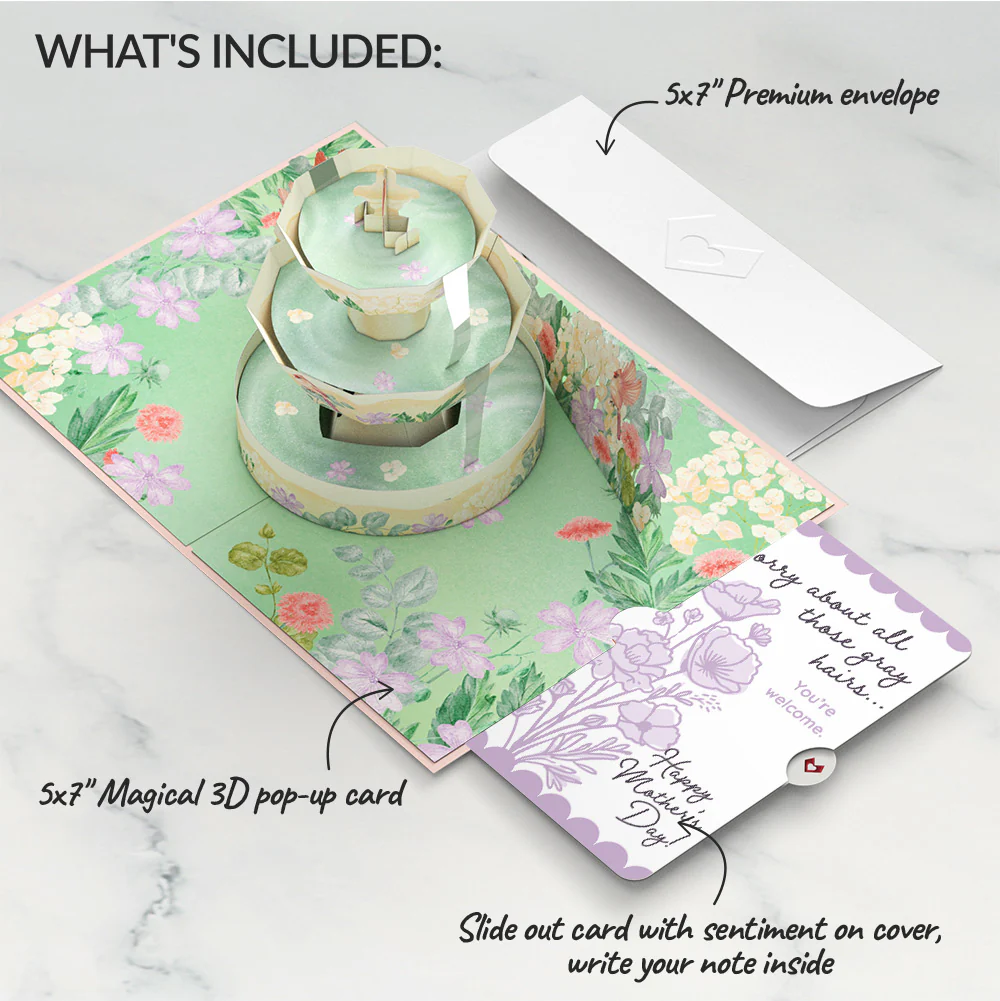 Cardinals in the Garden Mother’s Day Pop-Up Card and Vintage Lavender Floral Sentiment Set for Mom - Image 2