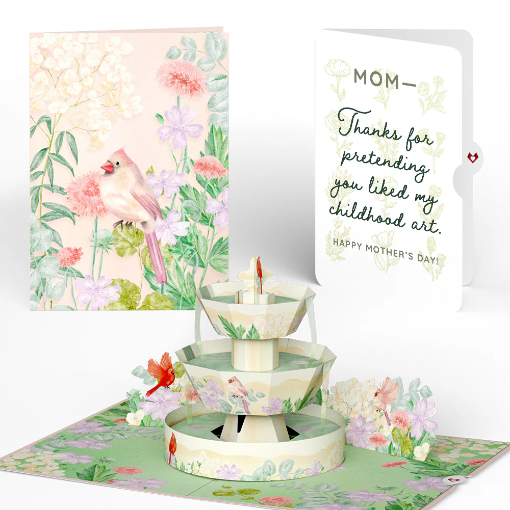 Cardinals in the Garden Mother’s Day Pop-Up Card and Vintage Wildflower Sketch Sentiment Set for Mom